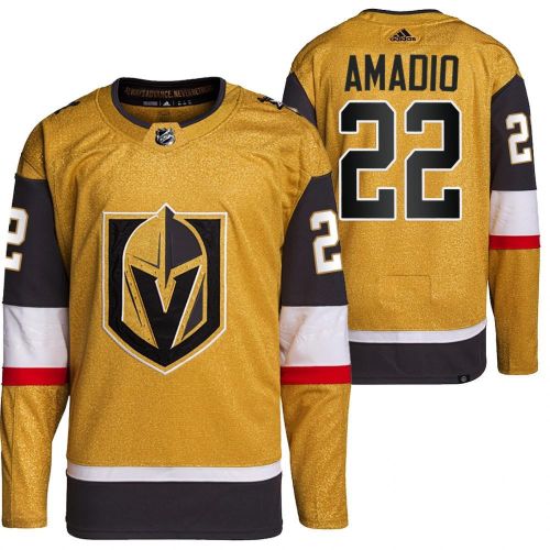 Men Vegas Golden Knights 22 Michael Amadio Home Gold Jersey 2023 Primegreen Jersey