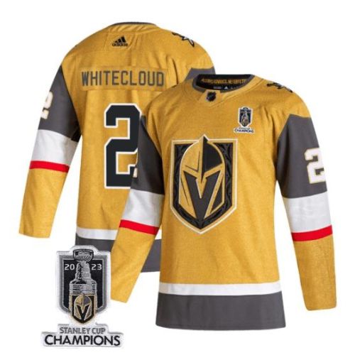 Zach Whitecloud 2 Vegas Golden Knights 2023 Stanley Cup Champions Patch Breakaway Home Jersey - Gold