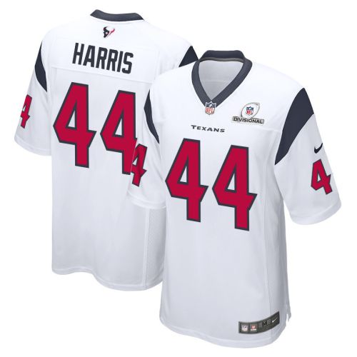 Marcell Harris 44 Houston Texans 2024 Divisional Patch Game Men Jersey - White