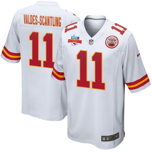 Marquez Valdes-Scantling 11 Kansas City Chiefs Super Bowl LVII Champions 3 Stars Men Game Jersey - White