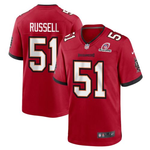 J.J. Russell 51 Tampa Bay Buccaneers 2023 Playoffs Patch Game Men Jersey - Red