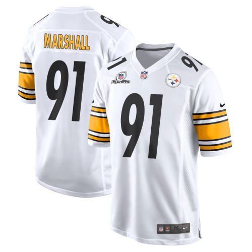 Jonathan Marshall 91 Pittsburgh Steelers 2023 Playoffs Patch Game Men Jersey - White