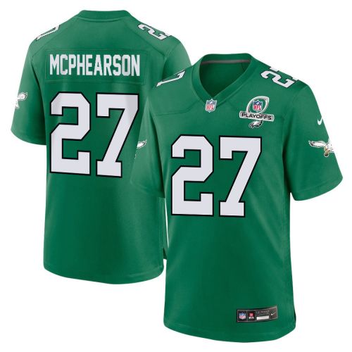 Zech McPhearson 27 Philadelphia Eagles 2023 Playoffs Patch Alternate Game Men Jersey - Kelly Green