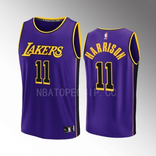 Los Angeles Lakers 11 Shaquille Harrison Statement Men Jersey 2022-23 Fast Break Purple