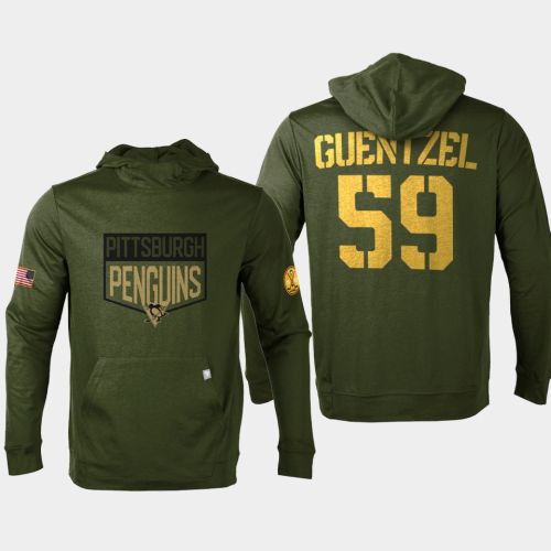 Pittsburgh Penguins 59 Jake Guentzel 2022 Salute to Service Olive Pullover Hoodie