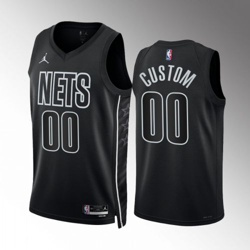 Custom 00 Brooklyn Nets Black 2022-23 Statement Edition Men Jersey Swingman