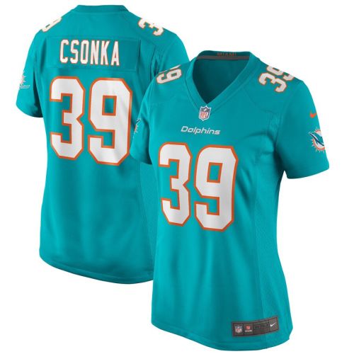 Larry Csonka 39 Miami Dolphins Women's Game Retired Player Jersey - Aqua