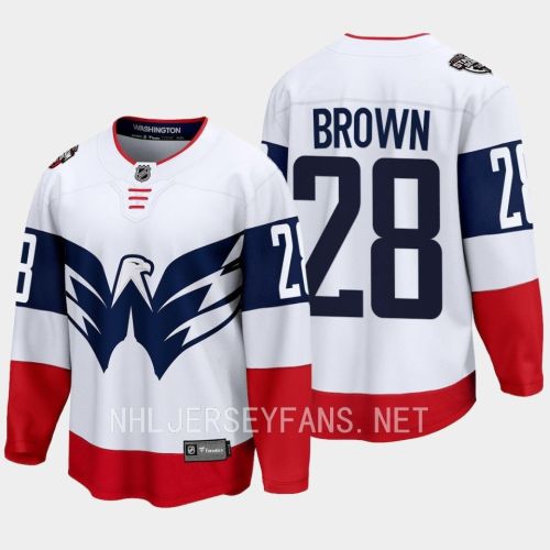 Connor Brown 28 Washington Capitals 2023 Jersey Stadium White Primegreen