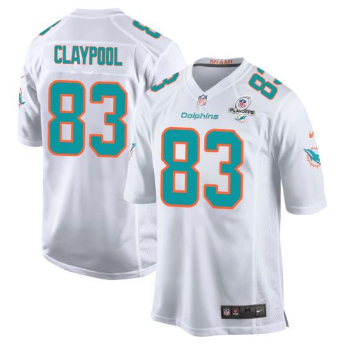 Chase Claypool 83 Miami Dolphins 2023 Playoffs Patch Game Men Jersey - White