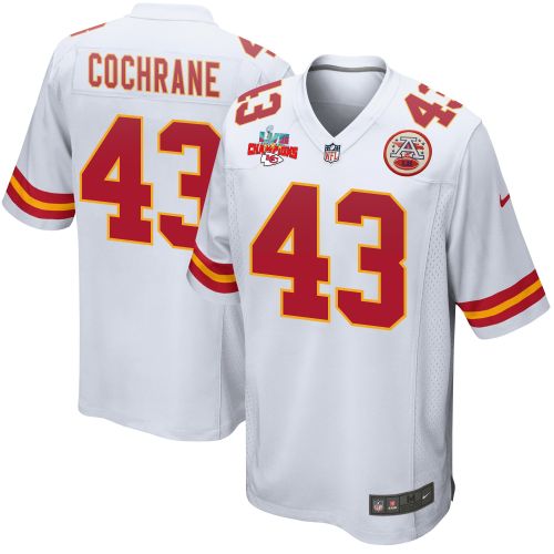 Jack Cochrane 43 Kansas City Chiefs Super Bowl LVII Champions 3 Stars Men Game Jersey - White