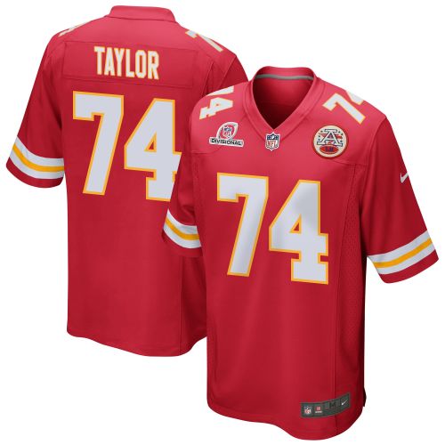 Jawaan Taylor 74 Kansas City Chiefs 2024 Divisional Patch Game Men Jersey - Red