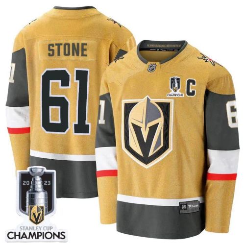 Mark Stone 61 Vegas Golden Knights 2023 Stanley Cup Champions Patch Breakaway Home Jersey - Gold