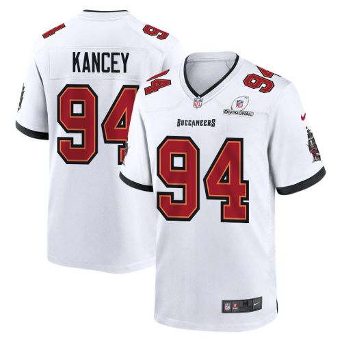 Calijah Kancey 94 Tampa Bay Buccaneers 2024 Divisional Patch Game Men Jersey - White