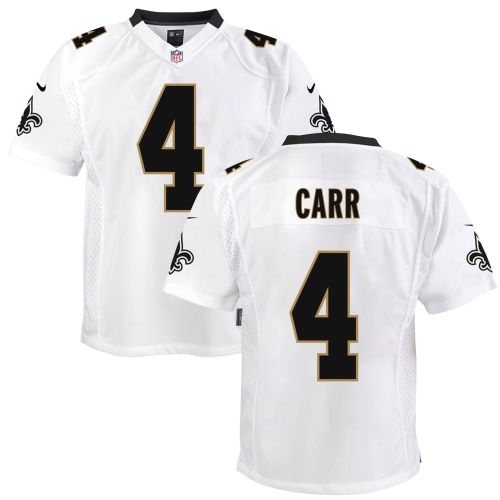 Derek Carr 4 New Orleans Saints Game Youth Jersey - White