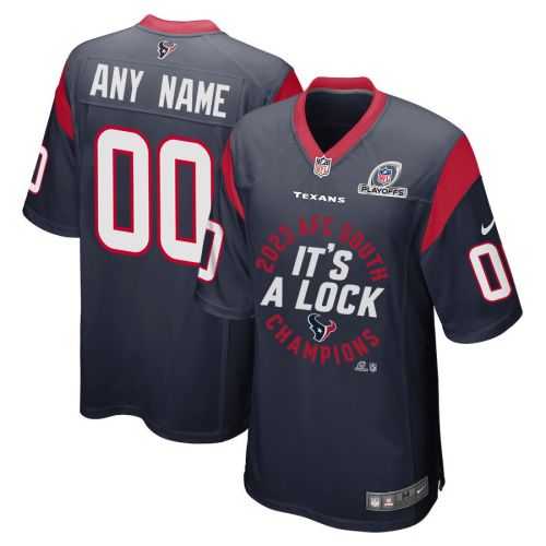 Houston Texans 2023 AFC South Division Champions Locker Room Trophy Game Men Custom Jersey - Navy