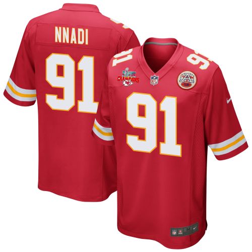 Derrick Nnadi 91 Kansas City Chiefs Super Bowl LVII Champions 3 Stars Men Game Jersey - Red