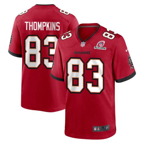 Deven Thompkins 83 Tampa Bay Buccaneers 2023 Playoffs Patch Game Men Jersey - Red