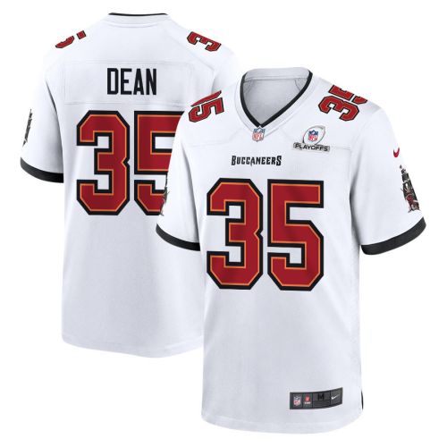 Jamel Dean 35 Tampa Bay Buccaneers 2023 Playoffs Patch Game Men Jersey - White