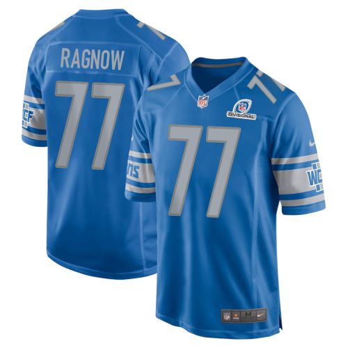 Frank Ragnow 77 Detroit Lions 2024 Divisional Patch Game Men Jersey - Blue