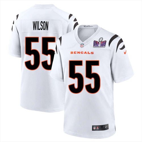 Logan Wilson 55 Cincinnati Bengals Super Bowl LVIII Men Away Limited Jersey - White