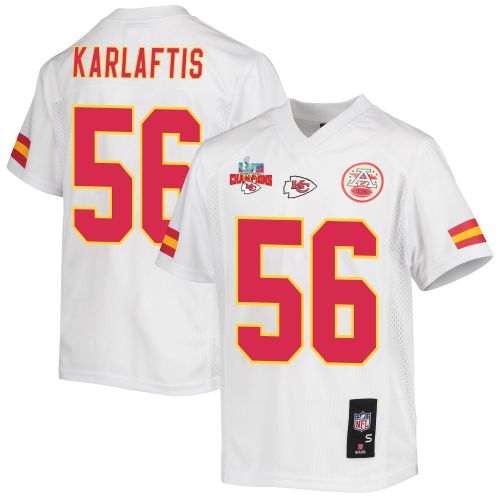 George Karlaftis 56 Kansas City Chiefs Super Bowl LVII Champions 3 Stars Youth Game Jersey - White