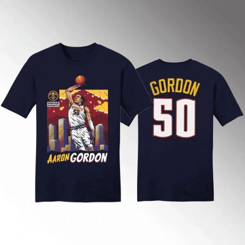 Aaron Gordon 50 2023 NBA Finals Denver Nuggets Navy T-Shirt Tee