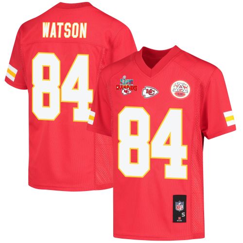 Justin Watson 84 Kansas City Chiefs Super Bowl LVII Champions 3 Stars Youth Game Jersey - Red