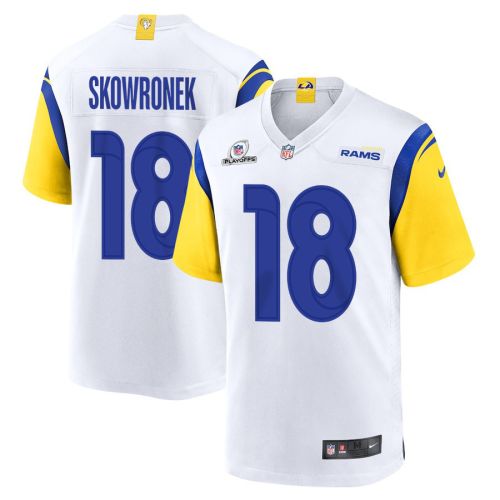 Ben Skowronek 18 Los Angeles Rams 2023 Playoffs Patch Game Men Jersey - White