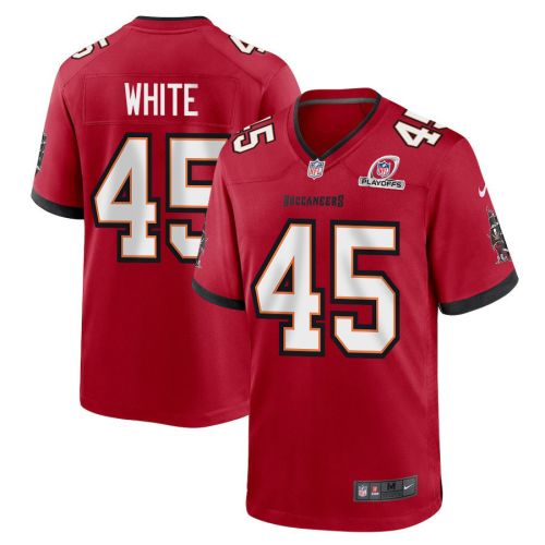 Devin White 45 Tampa Bay Buccaneers 2023 Playoffs Patch Game Men Jersey - Red