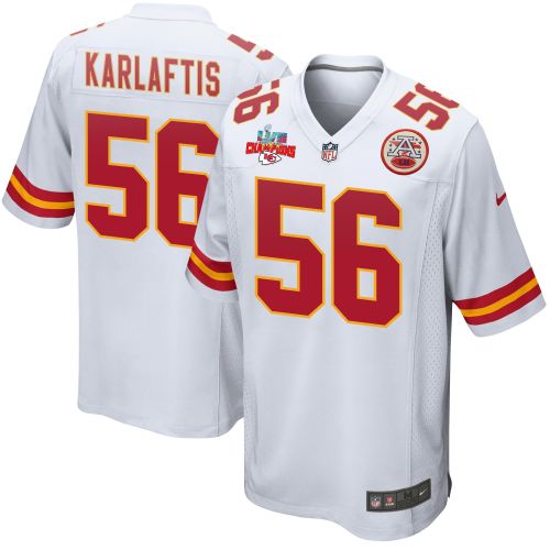 George Karlaftis 56 Kansas City Chiefs Super Bowl LVII Champions 3 Stars Men Game Jersey - White