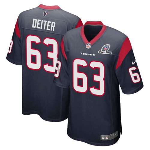 Michael Deiter 63 Houston Texans 2023 Playoffs Patch Game Men Jersey - Navy