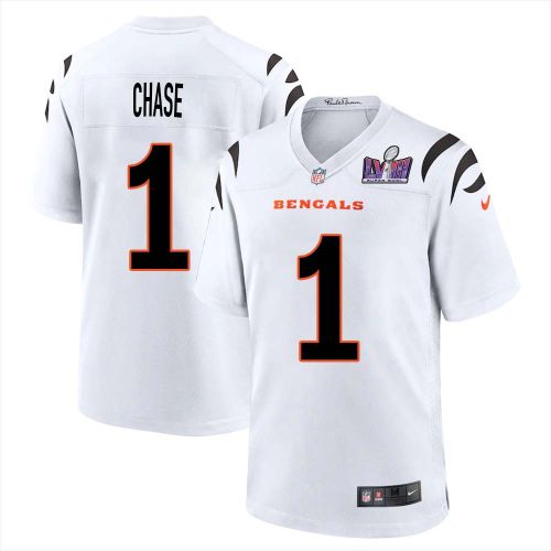 Ja’Marr Chase 1 Cincinnati Bengals Super Bowl LVIII Men Away Limited Jersey - White