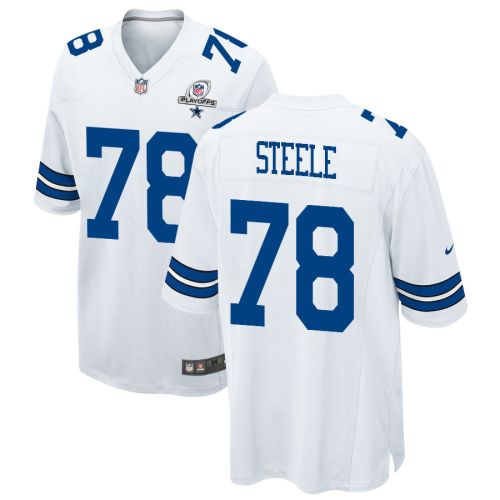 Terence Steele 78 Dallas Cowboys 2023 Playoffs Patch Game Men Jersey - White