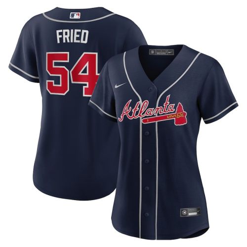 Max Fried 54 Atlanta Braves Women's Alternate Player Jersey - Navy