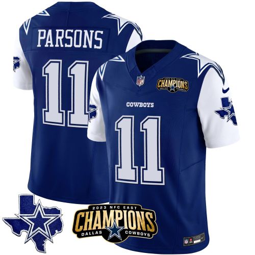 Micah Parsons 11 Dallas Cowboys 2023 NFC East Champions Patch Game Men Jersey - Royal