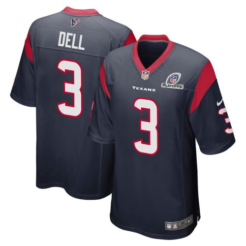 Tank Dell 3 Houston Texans 2023 Playoffs Patch Game Men Jersey - Navy