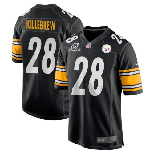 Miles Killebrew 28 Pittsburgh Steelers 2023 Playoffs Patch Game Men Jersey - Black