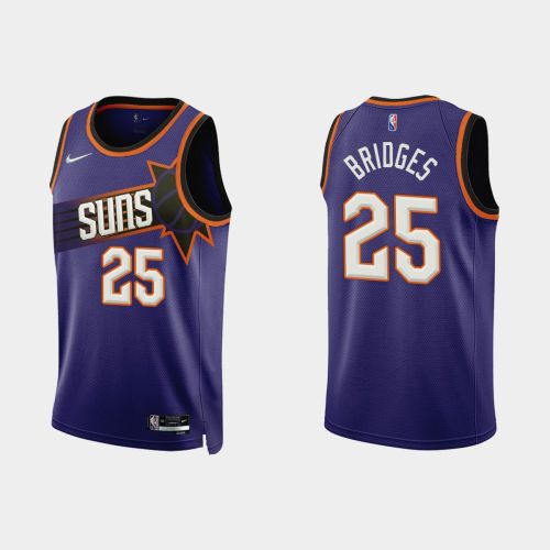 Phoenix Suns Mikal Bridges 25 2022-23 Icon Edition Purple Men Jersey