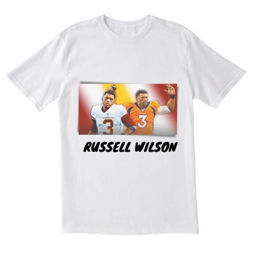 Russell Wilson 3 Denver Broncos White Men T-shirt