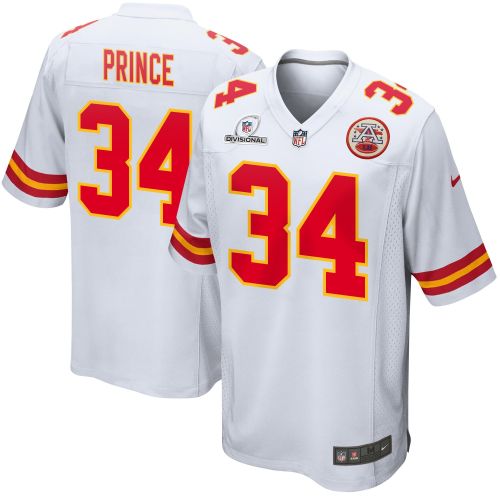 Deneric Prince 34 Kansas City Chiefs 2024 Divisional Patch Game Men Jersey - White