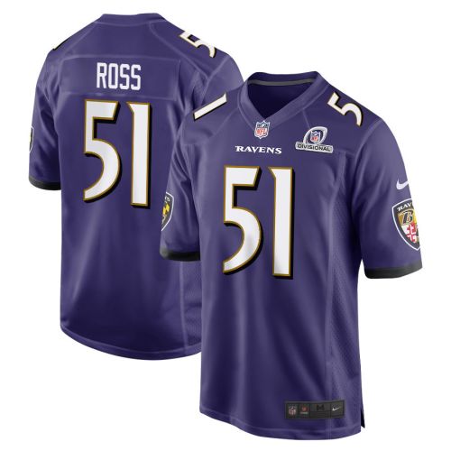 Josh Ross 51 Baltimore Ravens 2024 Divisional Patch Game Men Jersey - Purple