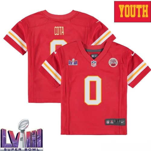 Chase Cota 0 Kansas City Chiefs Super Bowl LVIII YOUTH Home Game Jersey - Red