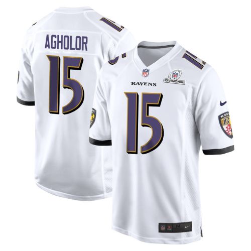 Nelson Agholor 15 Baltimore Ravens 2024 Divisional Patch Game Men Jersey - White