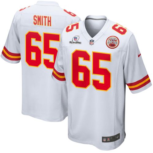 Trey Smith 65 Kansas City Chiefs 2023 Playoffs Patch Game Men Jersey - White