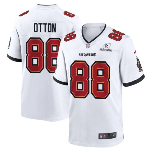 Cade Otton 88 Tampa Bay Buccaneers 2023 Playoffs Patch Game Men Jersey - White