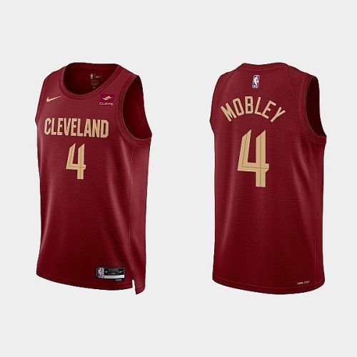 Gold is Back Cleveland Cavaliers 4 Evan Mobley 2022-23 Icon Edition Wine Men Jersey