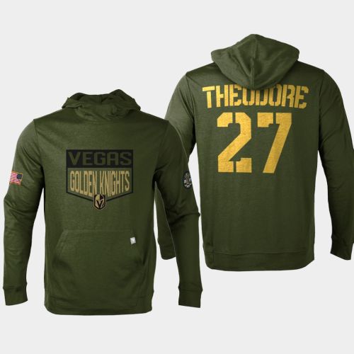 Vegas Golden Knights Shea Theodore 27 2022 Salute to Service Olive Hoodie