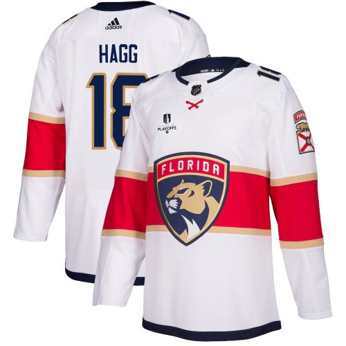 Florida Panthers Robert Hagg 18 Away 2023 Stanley Cup Playoffs Breakaway Men Jersey - White