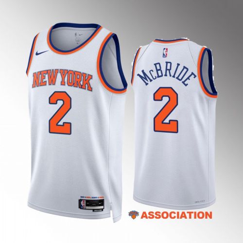 Miles McBride 2 New York Knicks White Jersey 2022-23 Association Edition Swingman