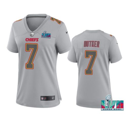 Harrison Butker 7 Kansas City Chiefs Super Bowl LVII Atmosphere Jersey - Women Gray